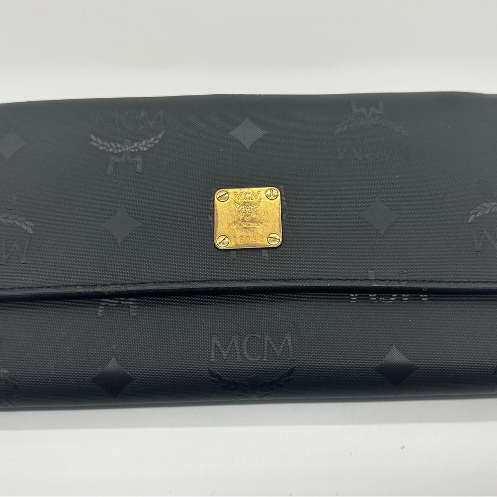 MCM monogrammed black nylon long wallet
